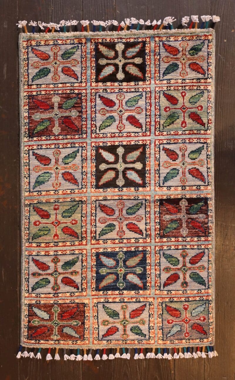 Colorful Garden-Panel Gabbeh Wool Rug