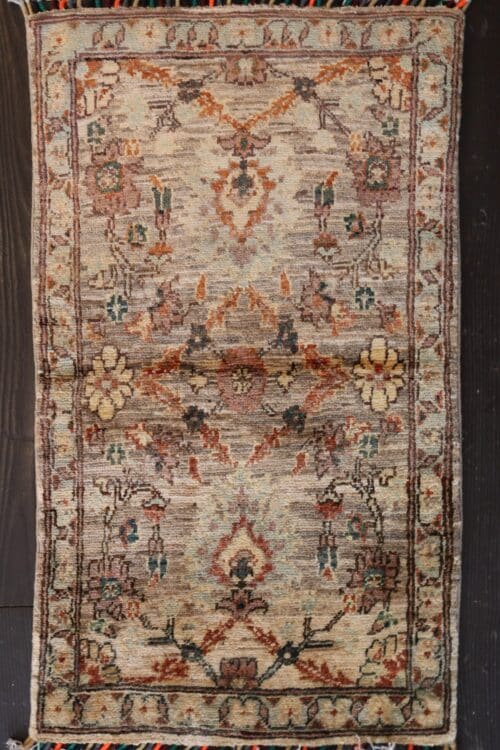 Distressed Hand-Knotted Oushak Wool Rug