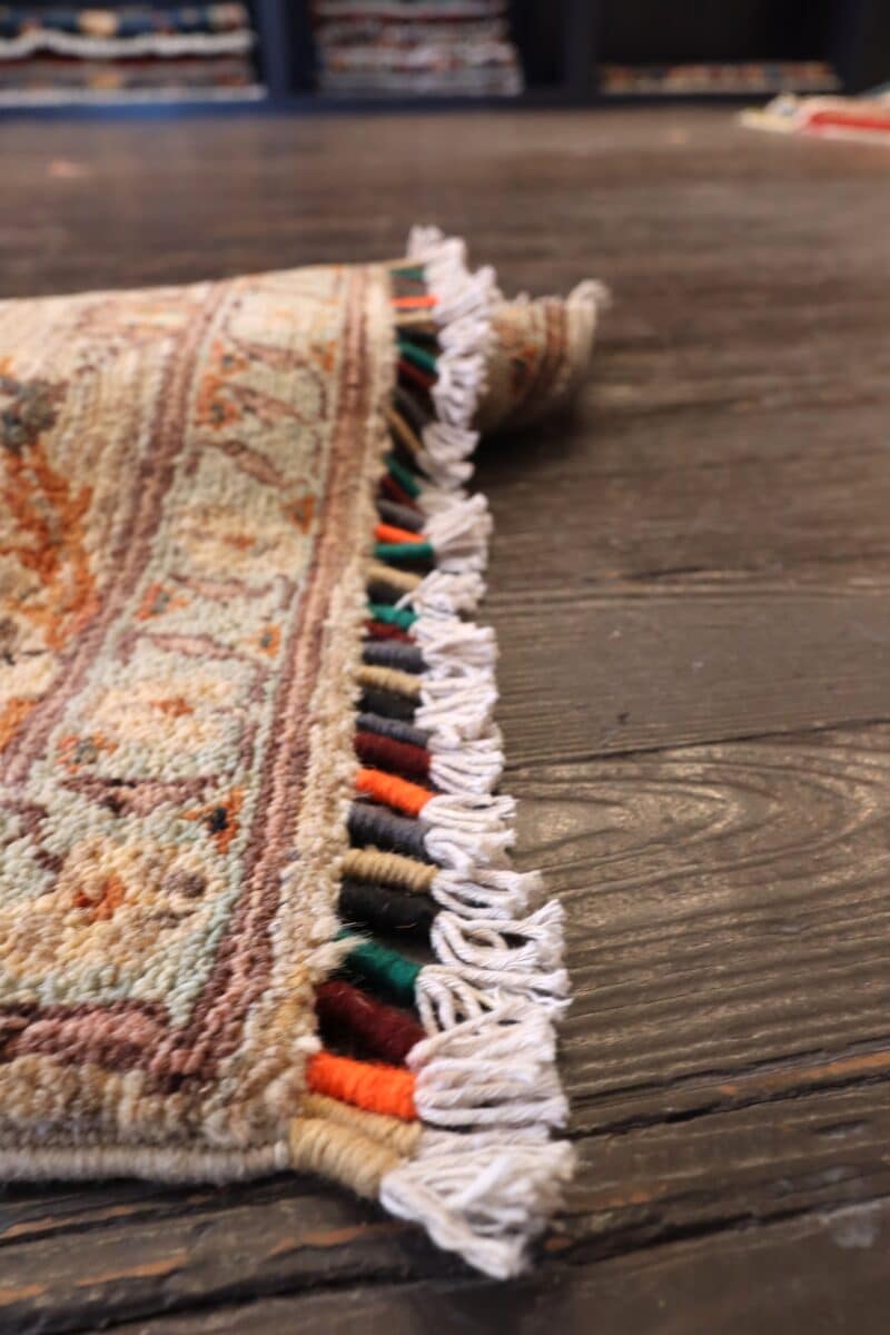 Distressed Hand-Knotted Oushak Wool Rug