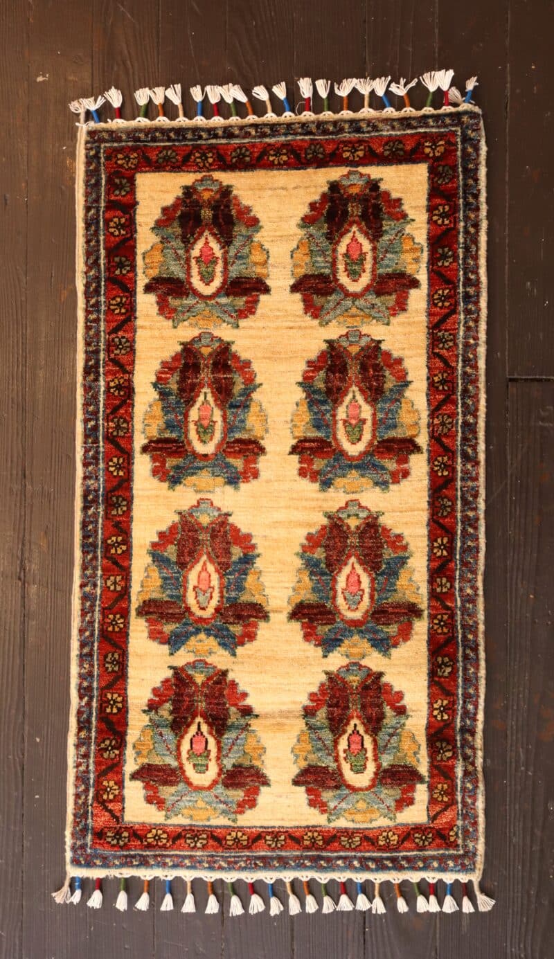 Hand-Knotted Afghan Boteh Wool Rug