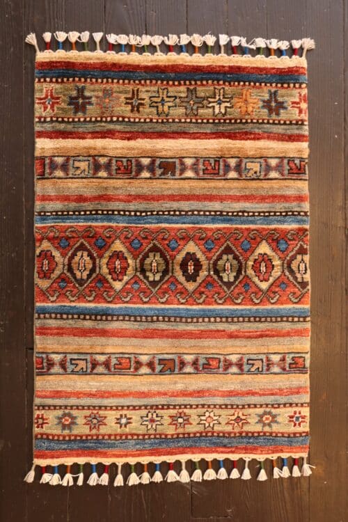 Hand-Knotted Afghan Gabbeh Wool Rug