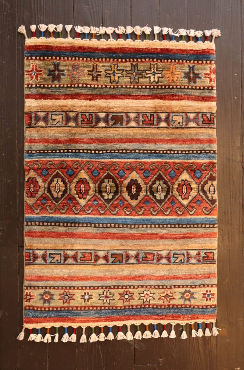 Hand-Knotted Afghan Gabbeh Wool Rug