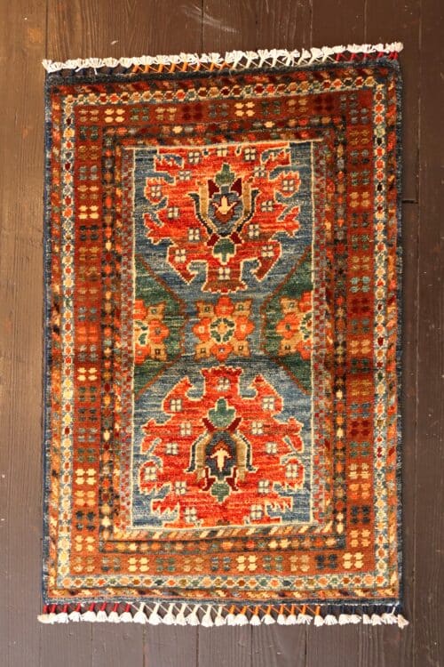 Hand-Knotted Afghan Kazak Wool Rug