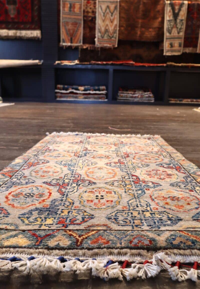 Hand-Knotted Afghan Mamluk Wool Rug