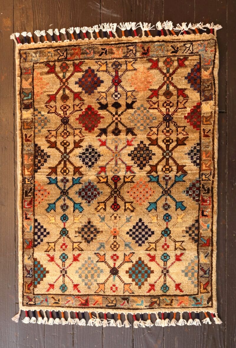 Hand-Knotted Afghan Tribal Wool Rug