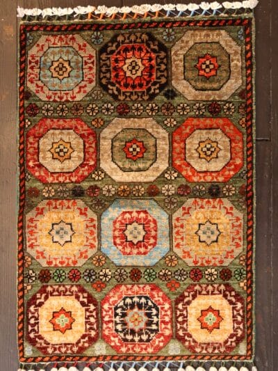 Hand-Knotted Afghan Turkmen Wool Rug