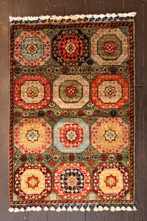 Hand-Knotted Afghan Turkmen Wool Rug