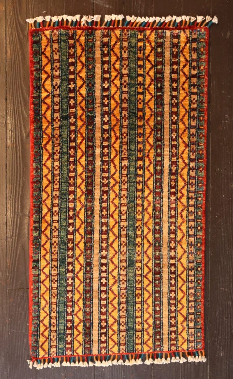 Hand-Knotted Baluchi Striped Wool Rug