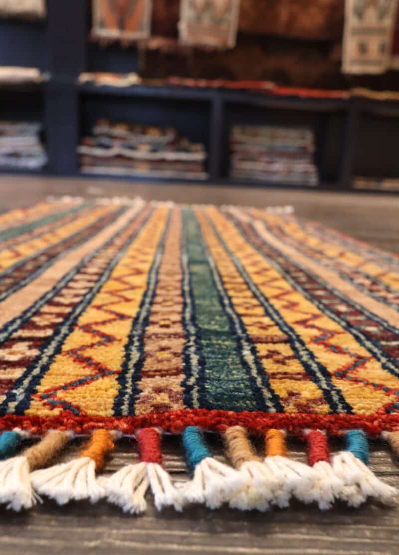 Hand-Knotted Baluchi Striped Wool Rug