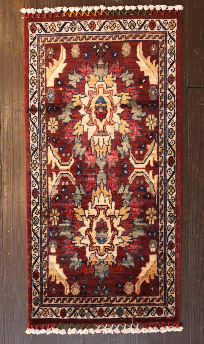 Hand-Knotted Heriz Bold Geometric Wool Rug