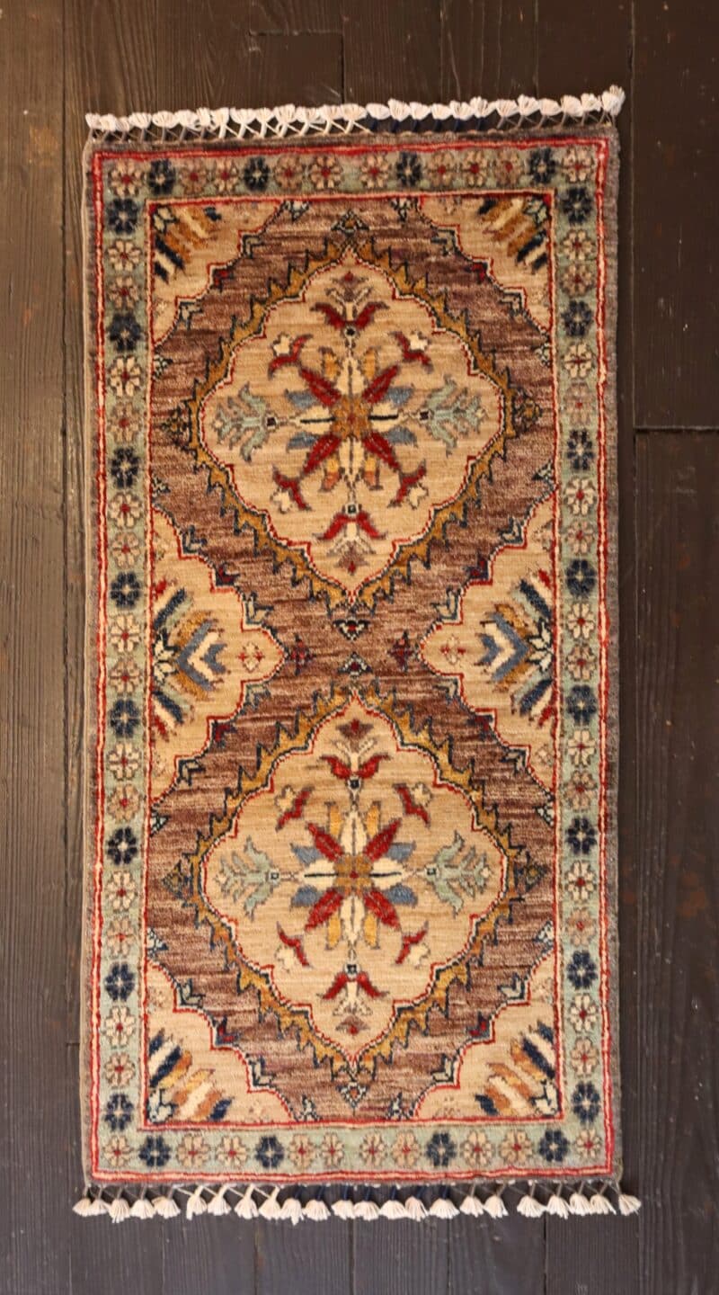 Hand-Knotted Persian Twin Medallion Wool Rug
