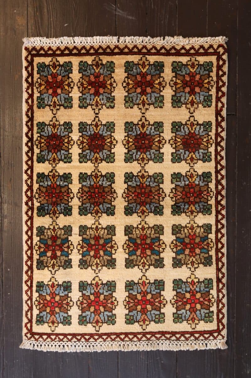 Hand-Knotted Turkmen Bokhara Wool Rug