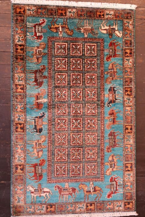 Hand-knotted Afghan Pictorial Wool Rug