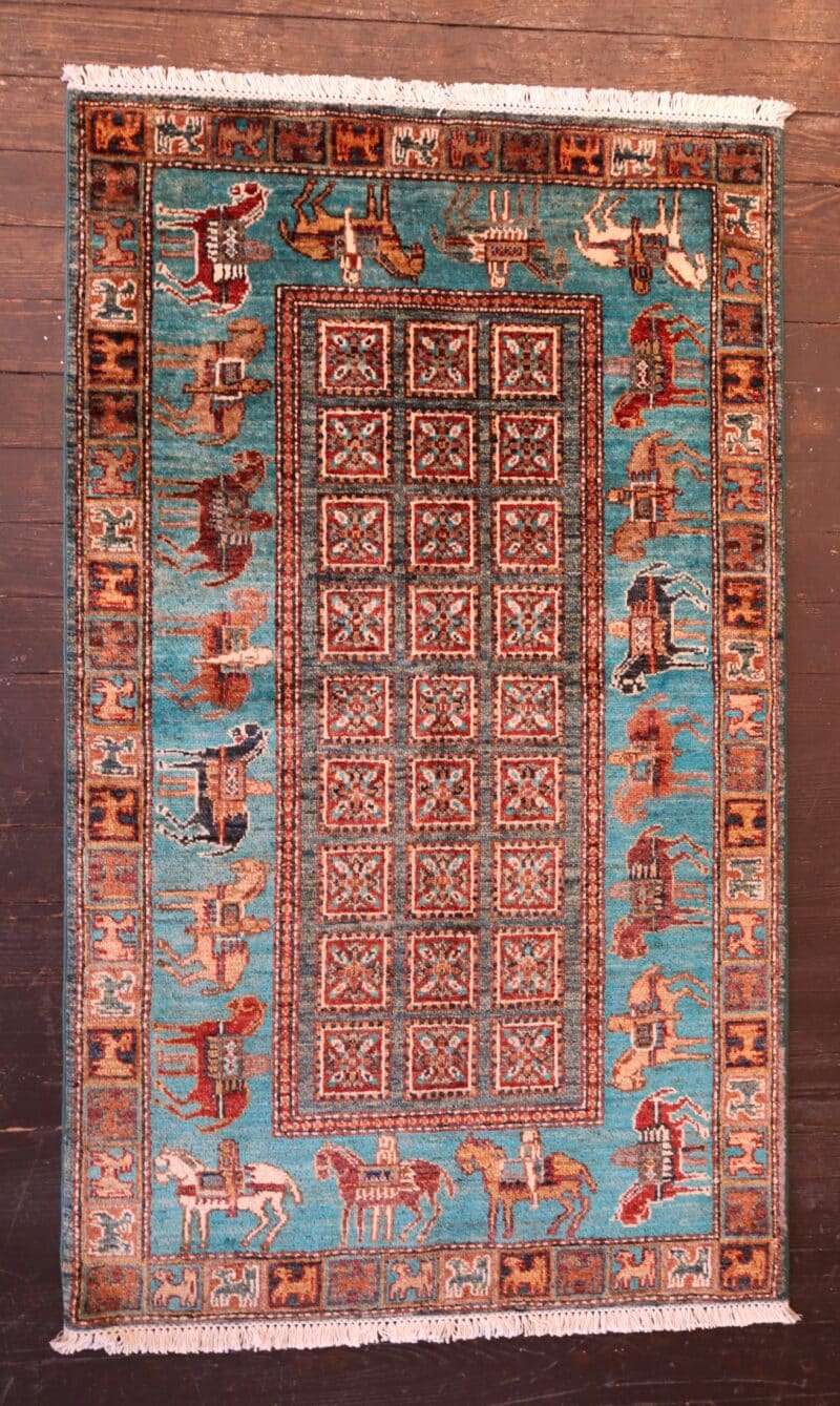 Hand-knotted Afghan Pictorial Wool Rug