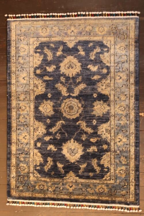 Hand-knotted Navy Oushak Wool Rug