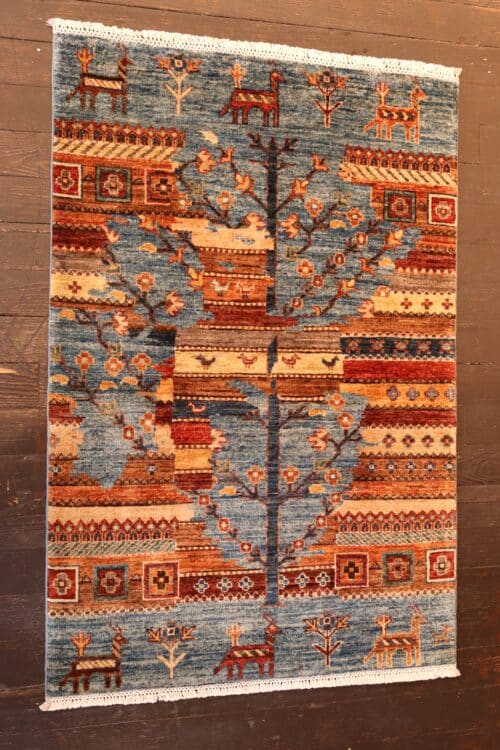Hand-knotted Tribal Tree of Life Wool Rug
