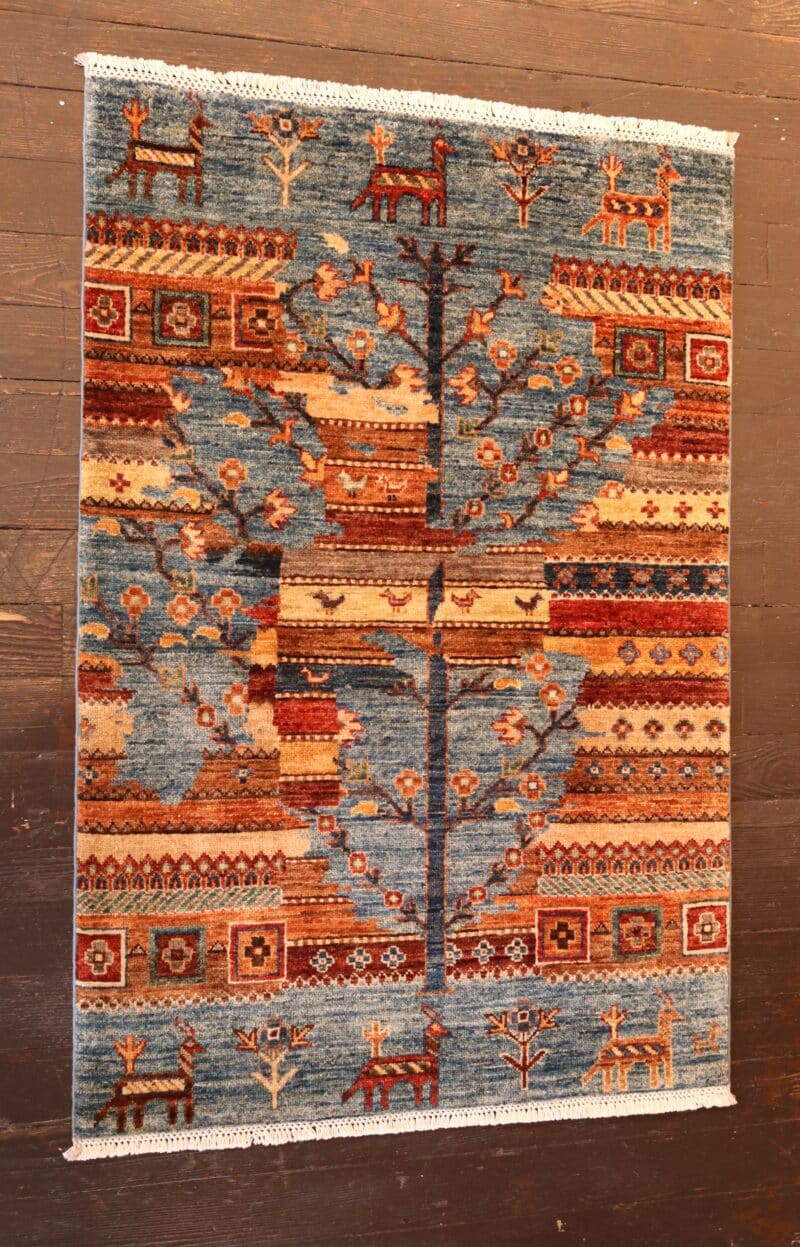 Hand-knotted Tribal Tree of Life Wool Rug