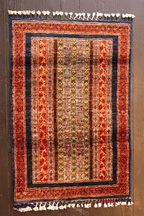 Handknotted Striped Wool Rug