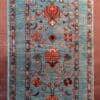 Handknotted Turquoise Persian-Style Floral Rug